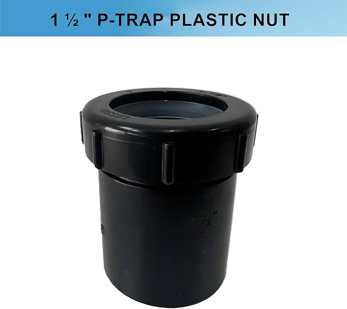 LESSO P Trap with Threaded Adapter Ring,1-1/2" Leak & Odor Proof Drain Kits for Bathroom/Kitchen/RV Sink Drain, ABS P Trap