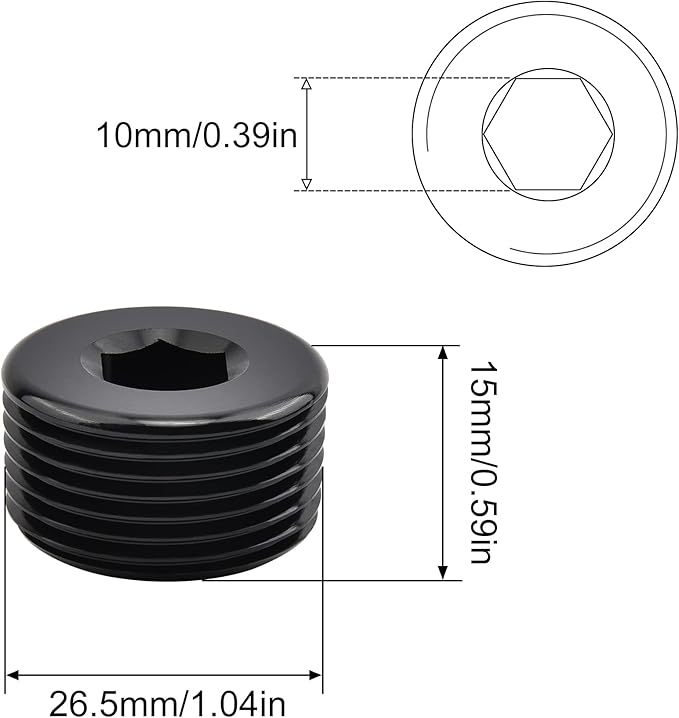 EVIL ENERGY 3/4" NPT Plugs Aluminum Socket Allen Head Black, Pack of 2