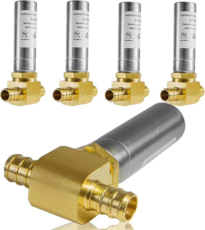 Water Hammer Arrestor,1/2Inch Tee Stainless Steel Water Arrestor,Pex Crimp Connection(5PACK,Stainless Steel Arrestor)(HAMMER011-5Pack)