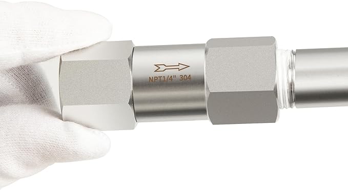 ChillWaves 304 Stainless Steel In-Line Split Check Valve 1/4" NPT Female Thread, One-Way Non-return Check Valve，Prevent Water Back-flow(1-PACK)