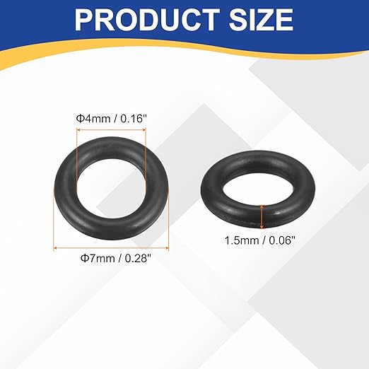 HARFINGTON 50pcs Nitrile Rubber O-Rings 7mm OD 4mm ID 1.5mm Width Metric Buna-N NBR Sealing Gasket Plumbing Sealing Repair O Rings for Car Auto Vehicle Repair Faucet Air Gas