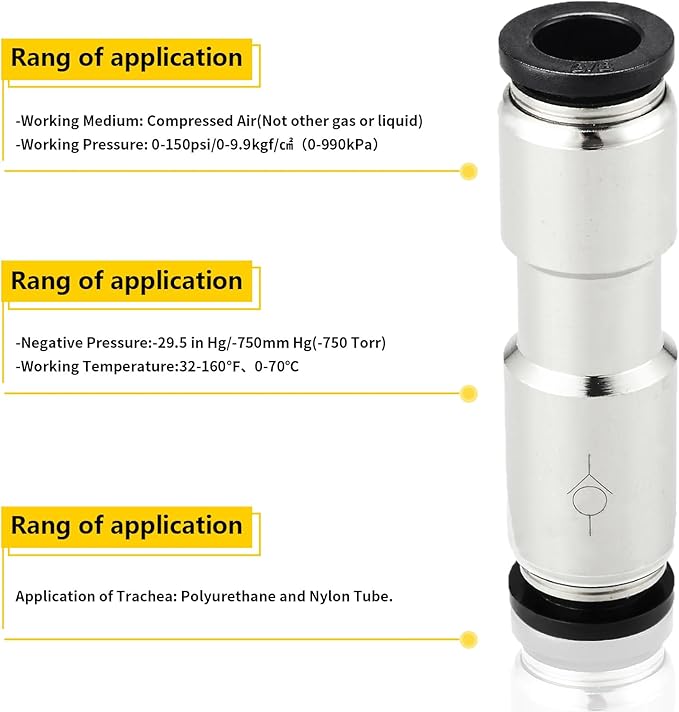 Yoebor 1/8" OD Check Valve Push to Connect One Way Inline Air Pneumatic Valves, Nickel Plated Brass & Plastic (Pack of 2)