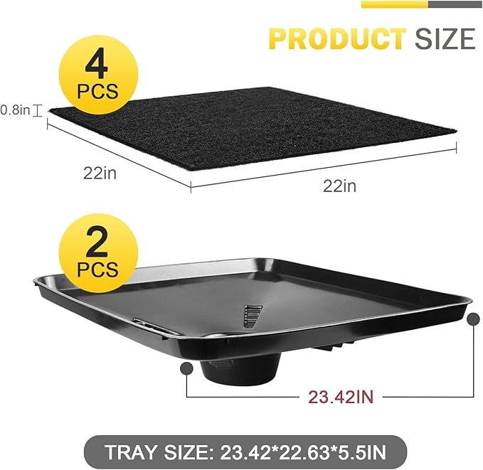 2Pcs Transmission Drain Pan 17892 for Lisle Oil Drains - 4Pcs 22'' Oil Drain Splash Pad,Large Fluid Catch Pan Square Oil Drain Pan Fits Many Different Funnels Keep Floor Clean