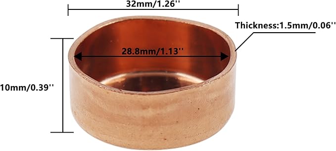 Copper Pipe Cap,TTZEZE Copper End Cap,Certified Safe Pressure Copper Cap Plug,Solid Sweat Solder Connection,Pure Copper Plumbing Cap for Plumbing HVAC Air Conditioner 28.6mm/1.12''10PCS