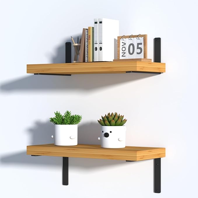 6 Pack - L 9" x H 6" x W1.5, 5mm Thick Black L Shelf Bracket, Iron Shelf Brackets, Metal Shelf Brackets, Floating Shelf, Shelf Supports with Screws