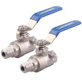 DERNORD 2 Pack Full Port Ball Valve 3/8 Inch - Male x Female Stainless Steel 304 Heavy Duty for Water, Oil, and Gas, 1000WOG