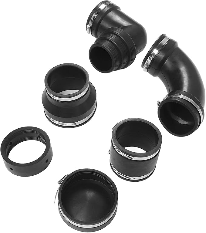 GOTOTOP RV Sewer Hose Adapter, Leakproof Flexible Joints Fittings with Gate Valve Bushing 4x3in 3x3in Adapters 90 Elbow, Complete RV Waste Plumbing Connection System for Trailer Camping