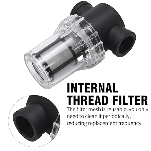 MDEOOSKY 3/4" Female NPT in-Line Strainer, 100-mesh Pre-Piped Filter, Suitable for Garden Hoses, Car Washing, and Small Aquaculture Water Purifiers