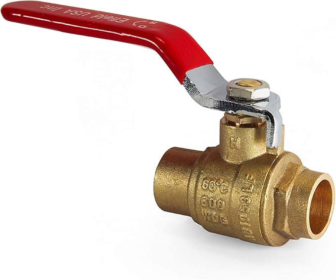 (Pack of 10) EFIELD 3/4-Inch Sweat Brass Full Port Shut-off Ball Valve, 600 WOG (Water, Oil and Gas), Female Sweat Solder Connector SWT x SWT,(VALVE047-10PCS)