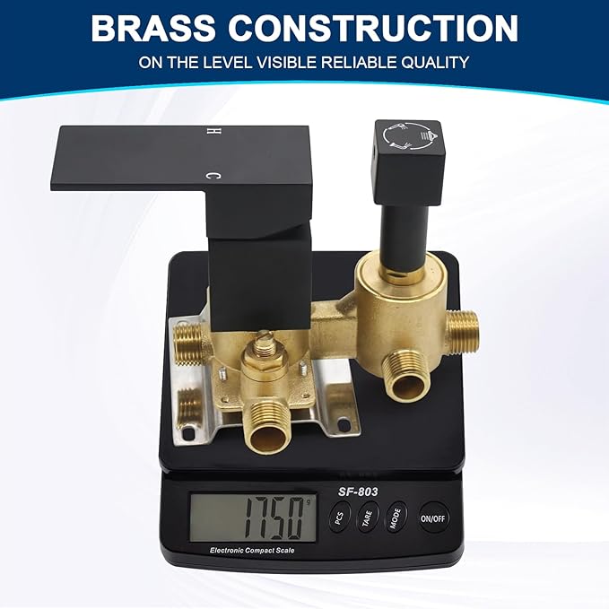 Matte Black Concealed 3 Way Outlet Function Shower Diverter Valve Brass Flow Control Mixer Mixing Rough-In Shower Valve Kit