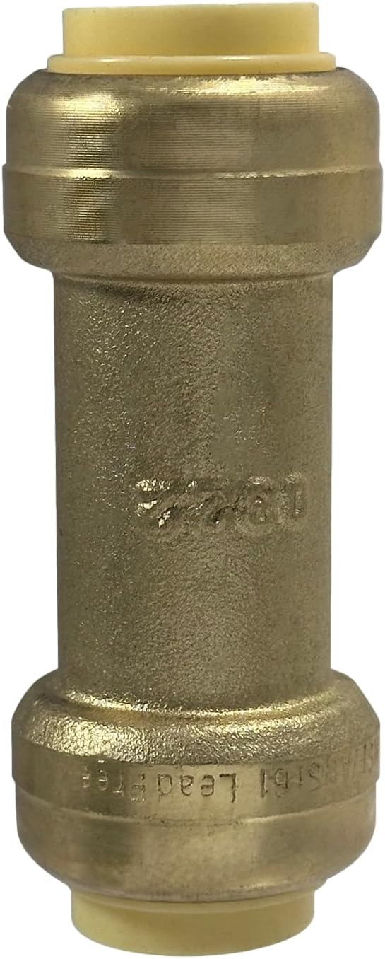 1 Piece XFITTING 1/2" x 1/2" Push Fit Check Valve, Certified to NSF ANSI 61, Brass, Plumbing Fitting for Copper, Pex, CPVC