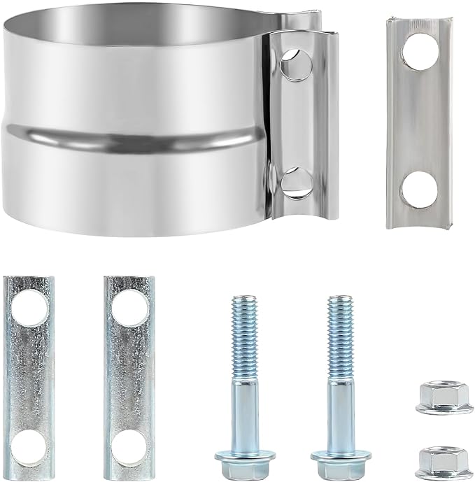 4 Inch Exhaust Pipe Clamp Lap Joint 4 In Exhaust Band Clamp Stainless Sleeve Coupler For Mufflers,Exhaust Pipe(2 PCS)