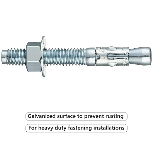 1/4x2-1/4 100Pcs Inch Standard Fasteners for Heavy-Duty Zinc Wedge Anchors for Cement and Concrete