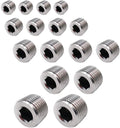 Metalwork 5 Sizes 304 Stainless Steel Pipe Fitting, Hex Countersunk Plug Assortment Kits, 16 Pcs, 1/8"+1/4"+3/8"+1/2"+3/4"