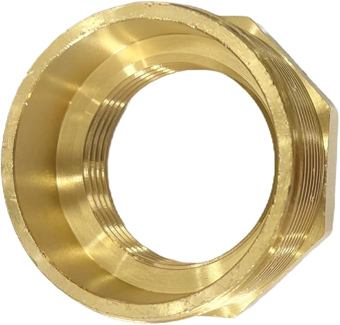 2" NPT Male x 1-1/4" NPT Female Brass Reducer Hex Bushing Threaded Pipe Fitting Reducing Adapter Pack of 1