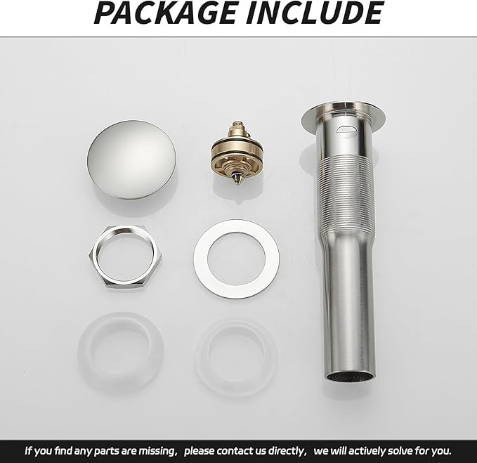 BWE Brushed Nickel One-Piece Sink Drain Stopper with Overflow for Bathroom Vessel Vanity Faucet Bathroom SinkPop-Up Drain Assembly with Strainer