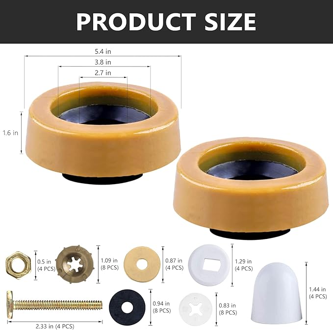 Extra Thick Wax Ring Toilet,with Flange and Bolts for Reinstallation of The Toilet, Fits 3-inch or 4-inch Waste Lines(2 PCS)