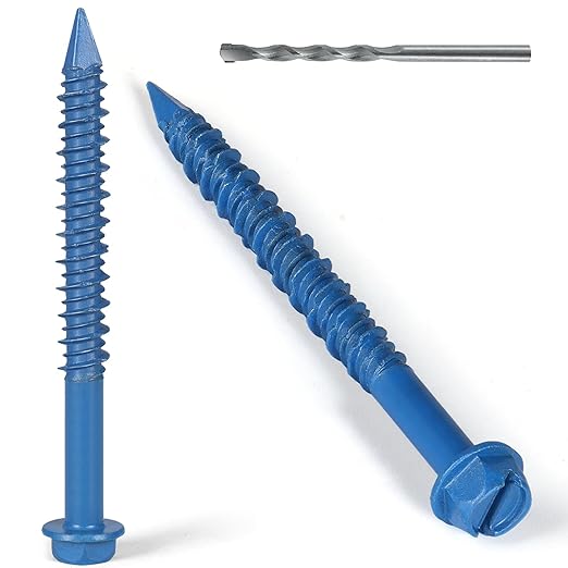1/4 x 3-1/4 Inch 30Pcs Concrete Screws, Hex Head Screw Anchor with Drill Bit, for Masonry, Block, Brick, Cement, Stucco, Diamond Point