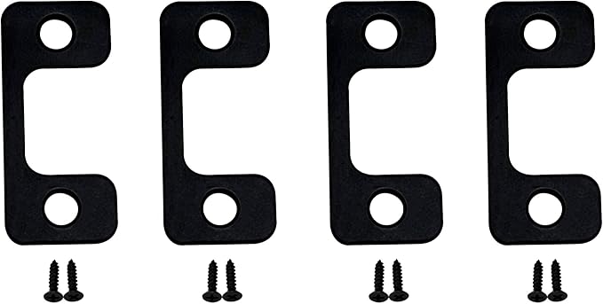 QCAA Solid Brass Deadbolt Strike Plate, Adjustable Jamb Plate, for Electronic Locks, Matte Black, 4 Pack, Made in Taiwan