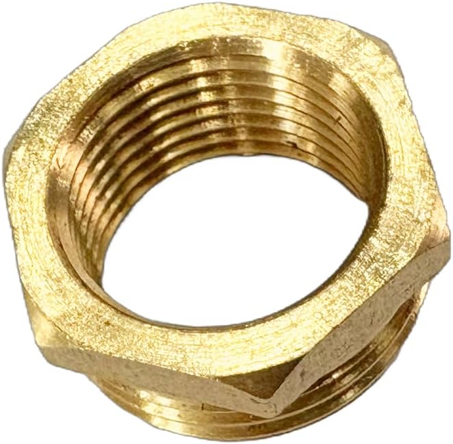 1/2" NPT Male x 3/8" NPT Female Brass Reducer Hex Bushing Threaded Pipe Fitting Reducing Adapter Pack of 2