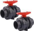 DERNORD 2 Pack PVC True Union Ball Valve with Full Port, EPDM O-Rings, and Reversible PTFE Seats,Rated at 200 PSI (2 inch Socket)