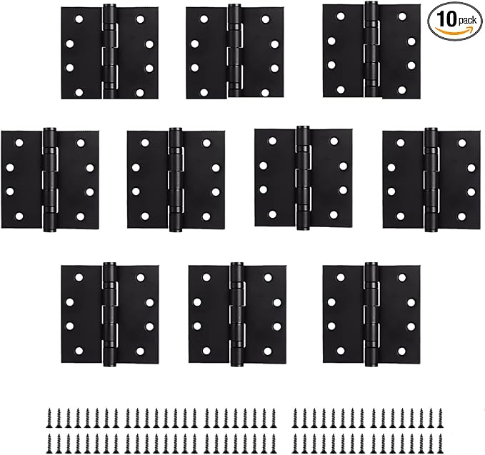 Black Door Hinges,Stainless Steel Hinge,Heavy Duty Exterior Door Hinges 4 inch 10 Pack