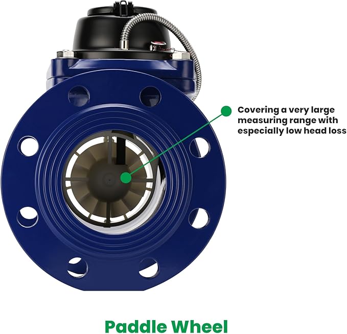 Watflow 4" WoltmannHelix Water Meter,Detachable Water Meter,Pulse Output, Epoxy-Coated Cast Iron,Resistant Seals（Cubic,Non-Potable Use）
