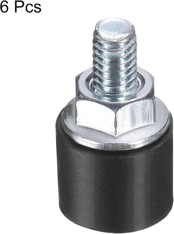 uxcell 6pcs M4x10mm Rubber Isolator Mounts with Studs 10x8mm Male Female Vibration Shock Absorber Zinc Plated Cylindrical Thread Mounts Anti Vibration Isolators with 6pcs M4 Lock Nuts