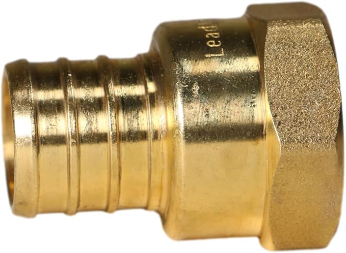 XFITTING 3/4 inch Pex x 1/2 inch Female NPT Threaded Adapter, Pex B Crimp Female Adapter, Brass, Full Port, 2 Pieces