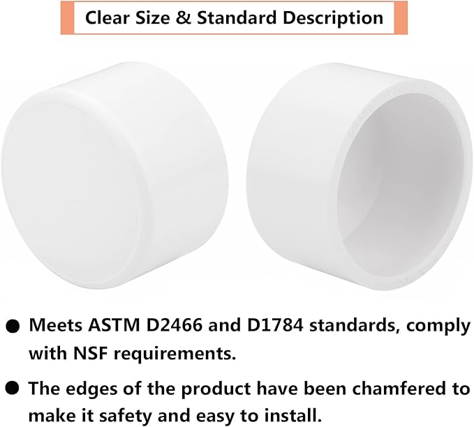 10 Pack 1-1/2" PVC Pipe End Cap Fitting, Schedule 40 Furniture Grade PVC Pipe End Cap Plug Adapter, White 1-1/2" PVC Pipe Plug Socket Fittings for Build PVC Furniture DIY Garden Shelf