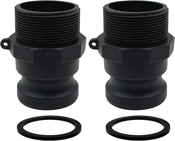2PCS Camlock Fittings Poly NPT F-100 1" Type F Standard Couplings Cam lock Fittings Polypropylene Cam Groove Fitting Male Camlock with Male Threads(1 inch, Type F)