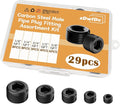29PCS 5 Size Pipe Plug Fitting Assortment Kit, Black Carbon Steel 1/8" 1/4" 3/8" 1/2" 3/4" NPT Plug DD032-29