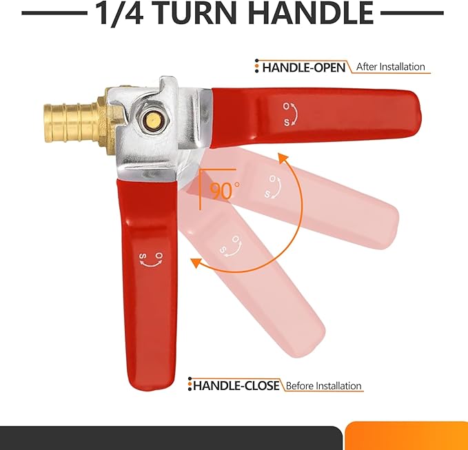 20-PCs HeSun 3/4 Inch PEX Ball Valves, 1/4 Turn Full Port Shut-off, Brass Crimp Pex Valve for Hot and Cold Water, ASTM F1807,Blue & Red(VALVE013-20)