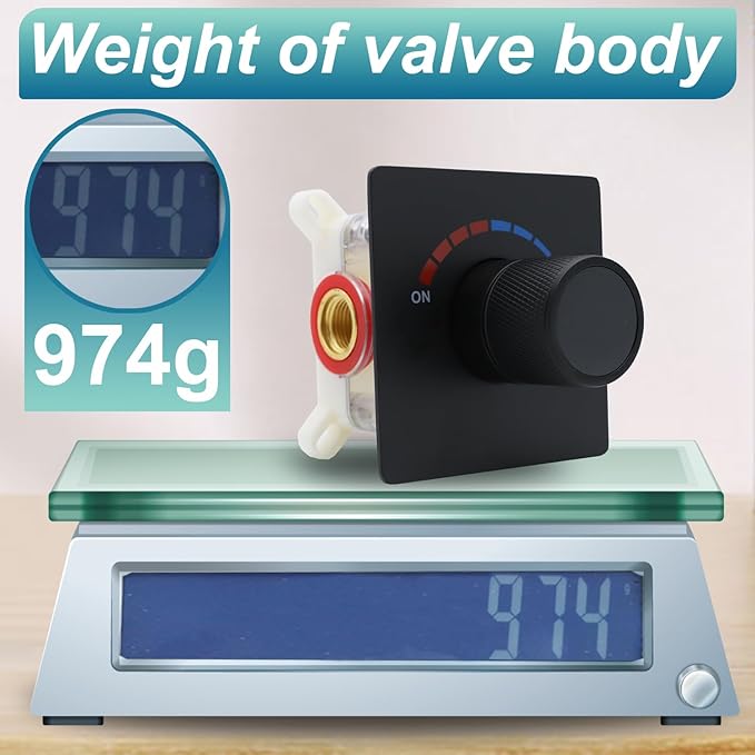 Digital Display Shower Valve Shower Valve Single Way Shower Diverter Valve Shower Mixing Valve Can Use All the Time Matte Black