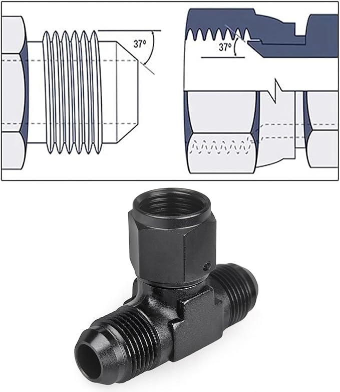 8AN Male Tee Fitting Adapter with AN8 Female Swivel on Side Aluminum 2Pcs