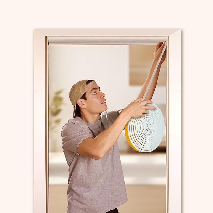 19.7Feet D-type Weather Stripping Door Seal, Self-Adhesive Seals for Door Window Gap, Soundproofing, Insulation Strip, Door Sealers for Door Frame (Gray), D14-12