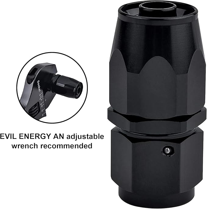 EVIL ENERGY 12AN Hose End Fitting Straight Swivel for CPE Braided Hose Black 2PCS