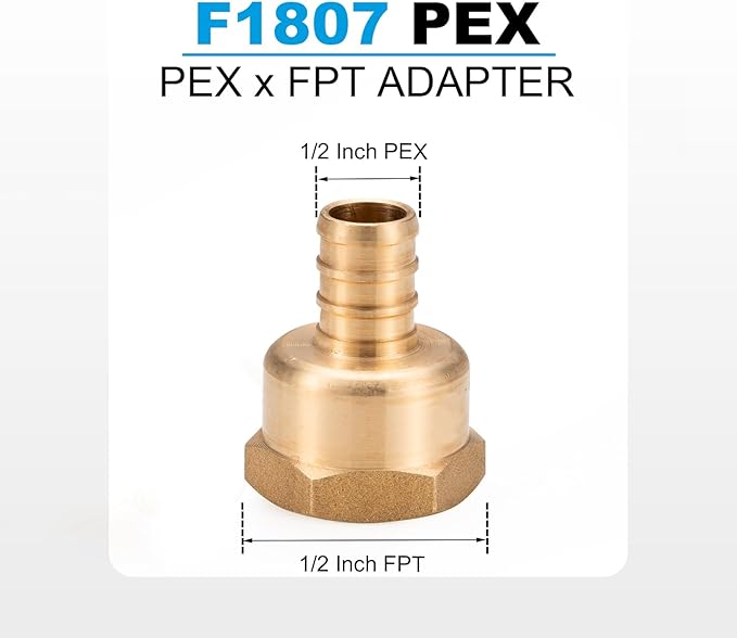 WMAXPFIT(6 Pack) 1/2 Inch PEX x 1/2 Inch Female NPT Thread Adapter F1807, LF Brass crimp fitting for PEX-b pipe