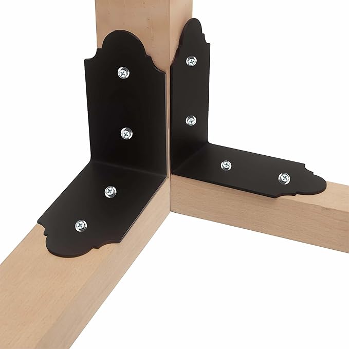 4Packs 90 Degree Angle Bracket Large L Brackets , 6" Heavy Duty Connector Brace, Building Products Decorative Knee Braces Angle Brackets for Wood DIY L Shelf Braces