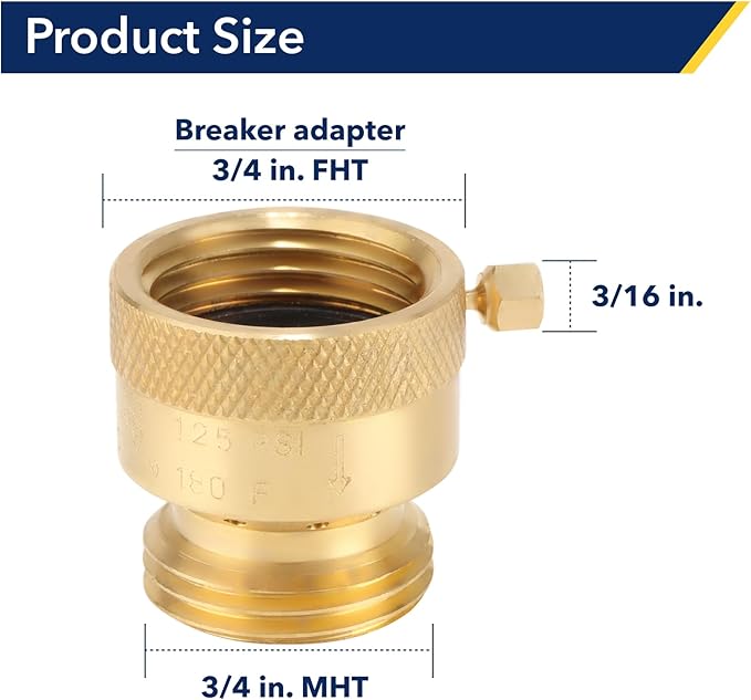 3/4 Inch FHT x 3/4 Inch MHT Brass Hose Bib Backflow Preventer,Vacuum Breakers Outside Faucet, Garden Hose Bib for Outdoor Faucet（15 pack）