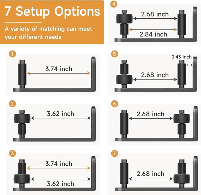 4PCS Sliding Barn Door Floor Guide, Adjustable Rollers Barn Door Hardware, Barn Door Rollers, Flush Flat Bottom Design, Rounded Edge Design