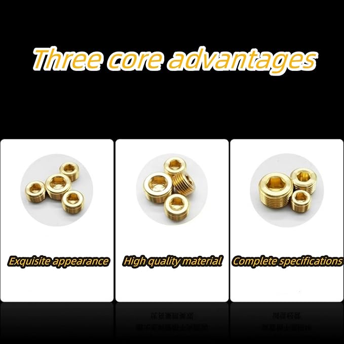 20PCS 1/4" NPT Brass Male Pipe Plug Fitting Hex Counter Sunk Pipe Plug (1/4" NPT)