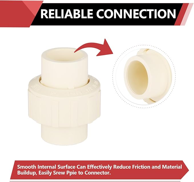(5 Pack) EFIELD 3/4" Inch CPVC Slip Union, CTS x CTS Union Solvent Connection Fittings,(CPVC031-5)