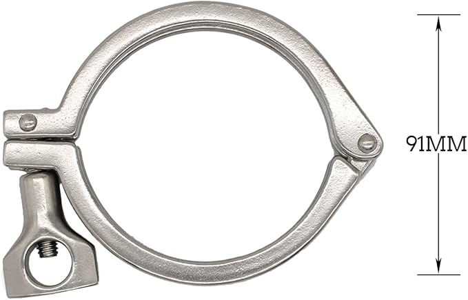 QiiMii 2 Pcs Heavy Duty Single Pin Tri Clamps Ferrule TC 3 Inch Stainless Steel 304 with Silicone Gasket