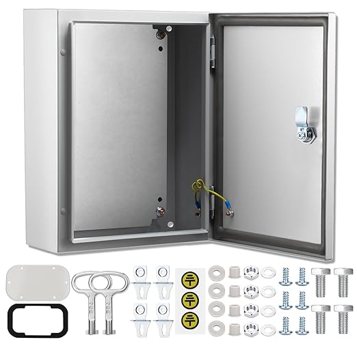 QILIPSU Metal Electrical Box IP65 Waterproof Steel Project Enclosure Lockable Weatherproof Electric Junction Box for Indoor & Outdoor Use 18"x14"x8"