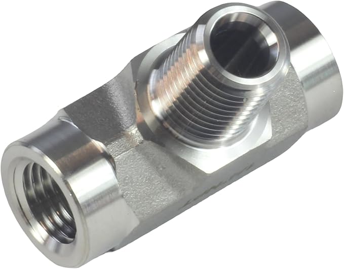 HFS(R) 304 Stainless Steel Forged Pipe Fitting NPT Tee, 1/4" NPT Female x 1/4" NPT Male x 1/4" NPT Female, 3 Ways Branch Tee Connector Pipe Fitting
