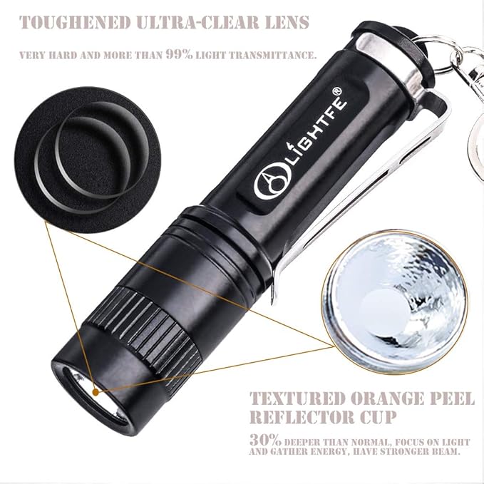 LIGHTFE Black light UV Light Keychain Flashlight with High Power UV 395nm LED Source High Power and Strong Beam for Pet Urine Detector Light, UV Glue Curing,Professional Art Repairing…