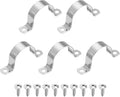 uxcell 5Pcs 45mm(1-3/4") Two Hole Rigid Pipe Strap, 304 Stainless Steel Conduit Clamp Thicken U Bracket Heavy Duty Pipe Clamp with Self-Tapping Screws for Fixing Tube Cable, Silver