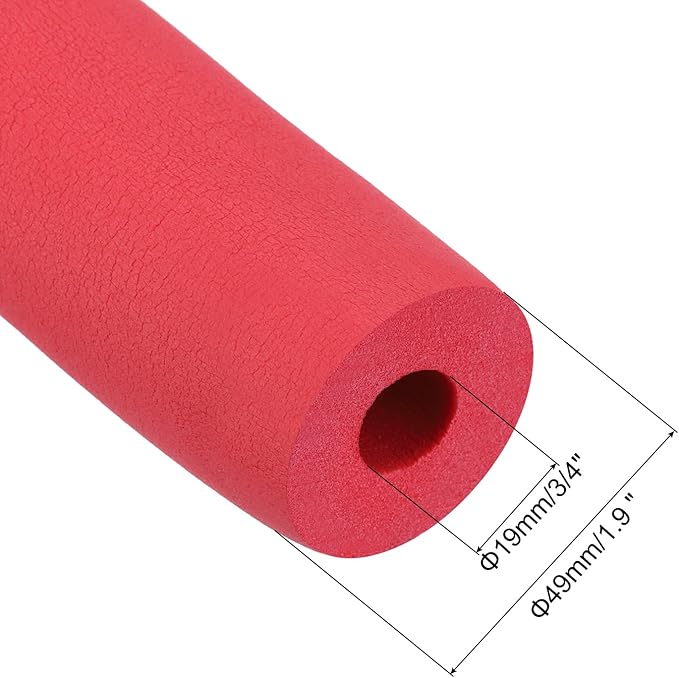 uxcell Foam Tubing for Handle Grip Support, Pipe Insulation Outside Pipe Lagging, 19mm(3/4") ID 49mm OD 1m Red