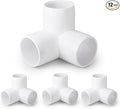 3 Way PVC Pipe Fittings 1-1/4 Inch, Zernmiarder White PVC Elbow Corner Side Outlet Tee Fitting, SCH40 Furniture Grade Pipe Connectors - Fits 1-1/4" Polyvinyl Chloride Pipes, 12 Pieces